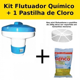 Kit Mini Flutuador + 1 Pastilha de Cloro 200g para Piscinas