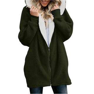 #IS Lambskin Hooded Mid-Length Sweater Women Autumn And Winter Plus Plush Coat