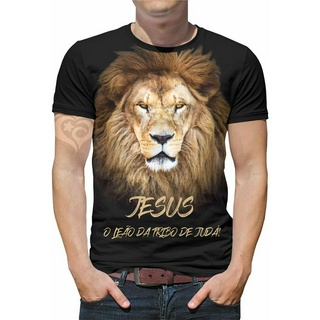 Camiseta Leao de Juda Jesus Gospel criativa Masculina Roupa