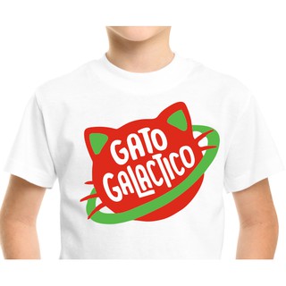 Camisa Camiseta Gato Galactico vermelho Infantil Blusa Personalizada juvenil