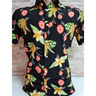Camisa Masculina Estampa Floral Havaiana Manga Curta Viscose
