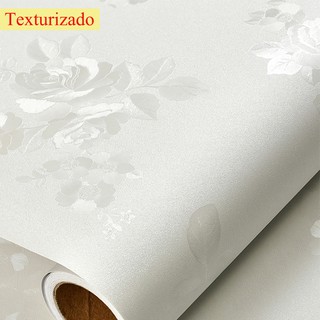 Adesivo Papel De Parede Cozinha Banheiro Quarto Floral Branco Texturizado