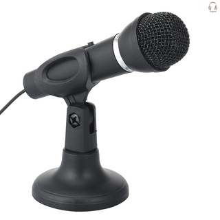 Microfone de Mesa Pequeno com Suporte e Conector de 3,5mm para Jogos de Computador/Gravação/Cantar