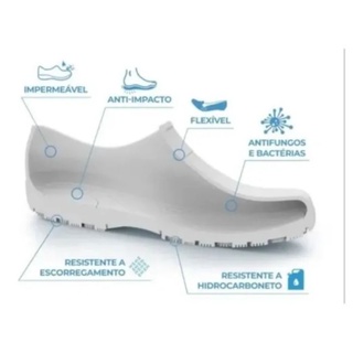 Sapato Uniforme Enfermagem Unissex Fechado Branco ou Preto - EPI (3)