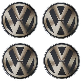 Emblemas Botons Adesivos Resinados Volkswagen Escuro Carros Calotas e Rodas 48mm Kit com 4 Logo VW Gol Golf Polo Fox Jetta Voyage Up Logus Saveiro Santana Parati