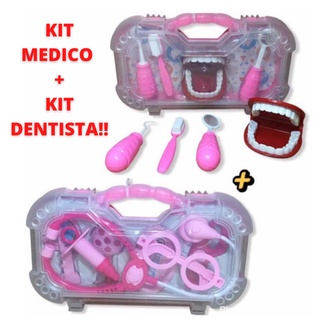 Conjunto Rosa Maleta Medica E Dentista Infantil Mini Doutora (1)