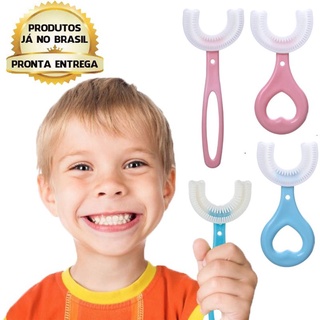 Escova de Dente U Silicone 360° graus 2 a 12 Anos Infantil Autista