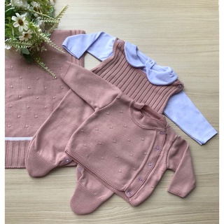 Saída de maternidade de em tricot 4 peças completa (9)