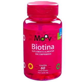 Biotina 60 comprimidos Pote - Cabelo Pele e Unha Firmeza Crescimento e Saúde - Caixa 40 comprimidos - Moov
