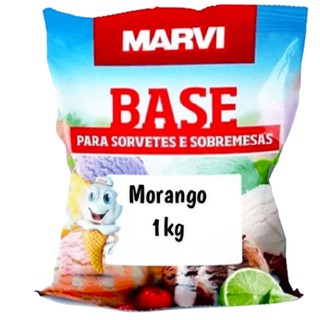 BASE PARA SORVETE E SOBREMESAS SABOR MORANGO MARVI 1 KG