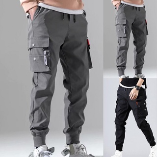 Men's Cargo Pants Solid Color Thin Male Men Beam Feet Long Pants Male Joggers Trousers Fashion Hip Hop Casual Streetwear Pants (1)