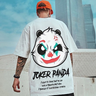 Camiseta Masculina Folgada De Manga Curta Com Estampa De Palhaço / Panda Q50