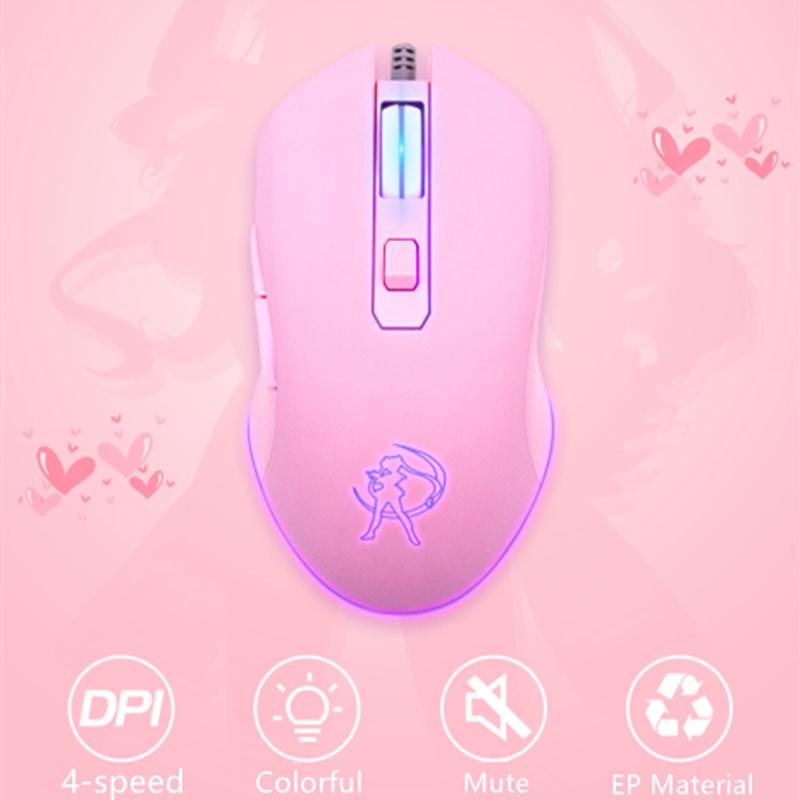 Anime Sailor Moon USB Wired Mouse Pink Lovely Cartoon Optical Mouse for Girl Gift
