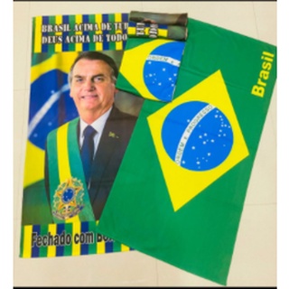 Bolsonaro + Bandeira do Brasil Kit com 2 Toalhas de Banho 70x135 cm ( 1 toalha Bolsonaro + 1 Toalha Brasil )