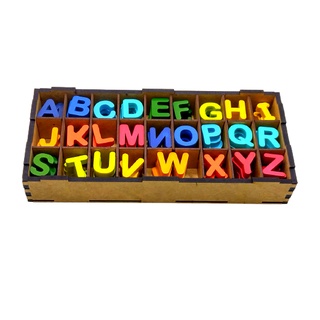 Alfabeto Pedagógico De MDF Colorido Montessori com Caixa Organizadora de Brinde