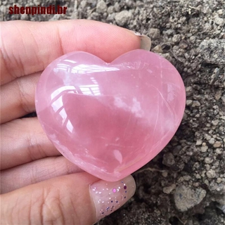 Shenpindi 1pç Gemst De Cristal Rosa Em Formato De Coração De Quartzo Natural (8)