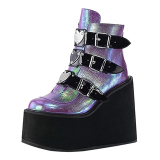 ☋ ┅ ◇ 2021 Mulheres Ankle Boots Plataforma Punk Gótico Inverno Martin Bla De Salto Alto Demonias Senhoras Sexy Sapatos Plus Size 41 42