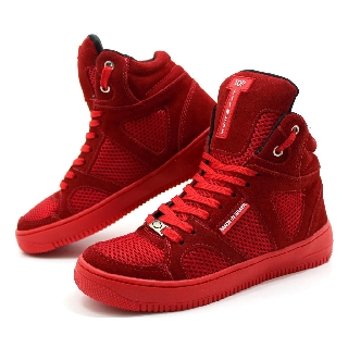 Tênis Sneaker Botinha Casual Moda Cano Alto Marca Top Fitness Confortável Todo Vermelho