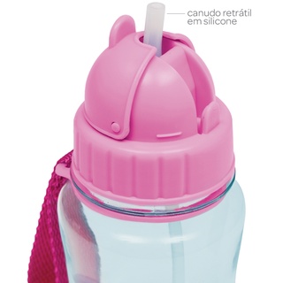 Garrafinha Garrafa Copo Infantil Squeeze Animal Fun com Canudo Em Silicone e Alca 400 ml Buba Baby (2)