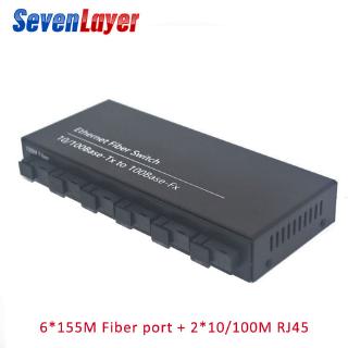 Rápido Ethernet Switch Converter 20KM De Fibra Óptica Conversor De Mídia 2 Rj45 E 6 Sc Porta De Fibra 10 / 100M