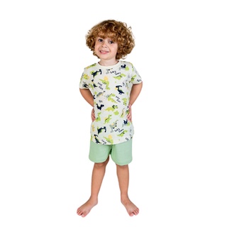 Pijama Infantil Menino - Camiseta meia manga com Shorts - 100% Algodão - Tamanho 1 ao 3