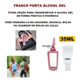 Porta Álcool Gel Sabonete Líquido Chaveiro Higienizador com Case de Silicone Colorida Removível (5)