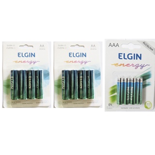 8 pilhas Elgin Alcalinas LR6 AA + 4 Pilhas AAA 1.5v