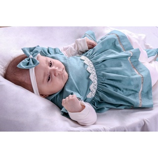 Kit Saida de Maternidade para Bebê Menina com Vestidinho Alice Rose/Azul/Vermelha 04 peças