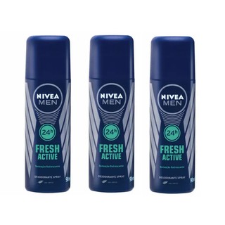 Kit 3 Desodorantes Fresh Active 24h Nivea Men Spray 90ml