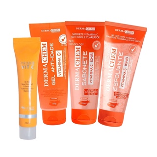 Kit Vitamina C Sabonete Gel Esfoliante e Creme Facial Skincare Limpeza de Pele (1)