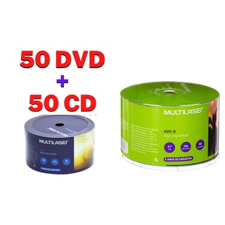 50 Midia Dvd-r Multilaser + 50 Cd-r Multilaser Original Lacrado