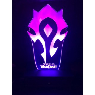 Luminária Led 3D, World Of Warcraft, WOW, RPG, MMO, 16 cores, Top, Nerd