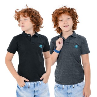 Kit 2 Camiseta Polo Infantil Infanto Juvenil Masculino Menino
