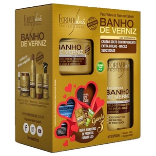 Forever Liss Kit ESPECIAL Banho de Verniz Shampoo 300ml + Máscara 250g com Brinde - Edição limitada