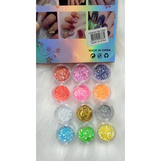 Kit Com 12 Potinhos Glitter Flocado Coração Brilho Para Unha (1)