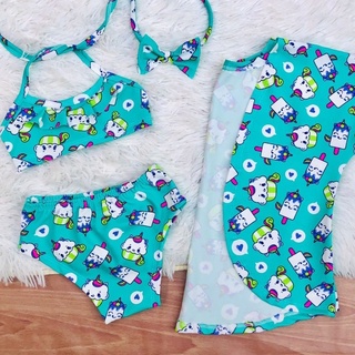 Biquíni + kimono + acessorio infantil blogueirinha verão praia piscina roupa de banho infantil