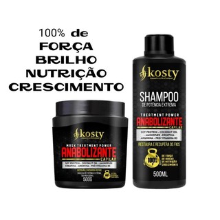 kit Anabolizante capilar crescimento acelerado 500g kosty + shampoo de 500ml