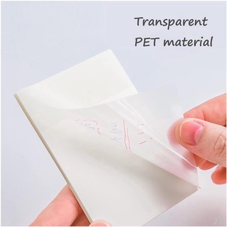 【JY】50 folhas de post-its transparentes em PET, blocos de notas, adesivos de mensagem