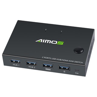 AIMOS USB HDMI Switch Box Video Switch Display 4K Splitter KVM Switch for 2 PCs Share Switcher Keyboard Mouse Printer (1)