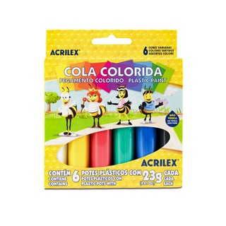 COLA COLORIDA 23G. - 6 CORES ACRILEX