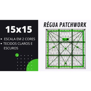 Regua 15x15 Cm Milimetrada Patchwork 2 Cores Prime Costura Modelista