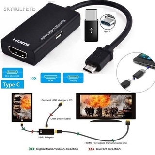 SKYWOLFEYE 1x Tipo C & Micro USB Macho Para HDMI Fêmea Cabo Adaptador Celular Tablet TV