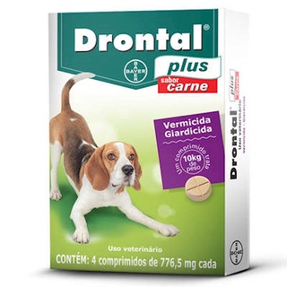 Drontal Plus Carne Vermifugo Caes 10kg 4 comprimidos