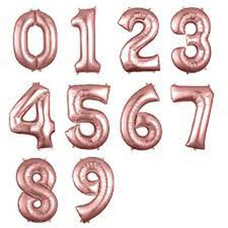 Balão Bexiga de Números ROSE - 40CM - 16 Polegadas ou 82 CM - 32 POLEGADAS - Metalizado / Cromado/ Casamento/Aniversário/Festa