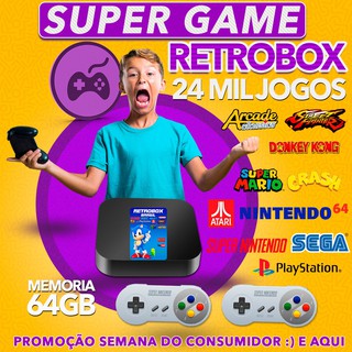 Super Game Box Retro 24.000 jogos, Controle Snes, 64Gb