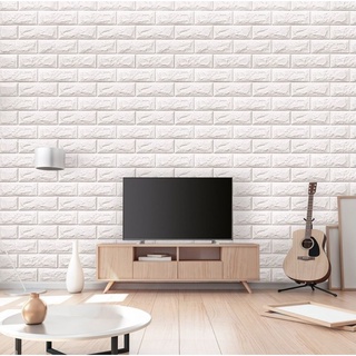 【BR Stock】3D Wallpaper 4mm Auto-Adesivo de parede 3D Papel de parede Tijolo Branco Antimofo Decoração de Quarto (6)