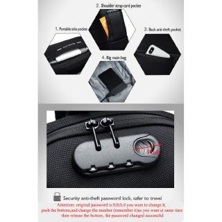 OZUKO Bolsa Masculina com Trava Antirroubo / Bolsa de Alça Transversal Impermeável com USB Moderna (9)