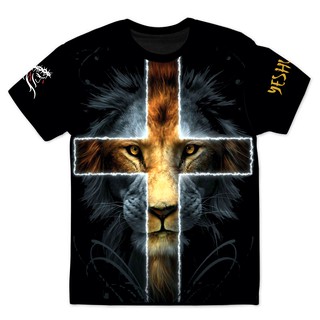 Camiseta Masculina Evangélica Gospel O leão e a Cruz/ Cristo Vive