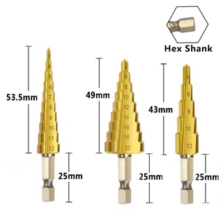 3-12mm 4 20mm Broca Passo HSS Titânio Revestido Hex Shank Núcleo Ferramentas De Perfuração Para Madeira De Metal Furador (2)