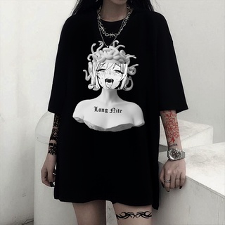 Camiseta Long Nite Anime Egirl Aesthetic Gótica Streetwear Blusa Qualidade Hentai Medusa Ahegao